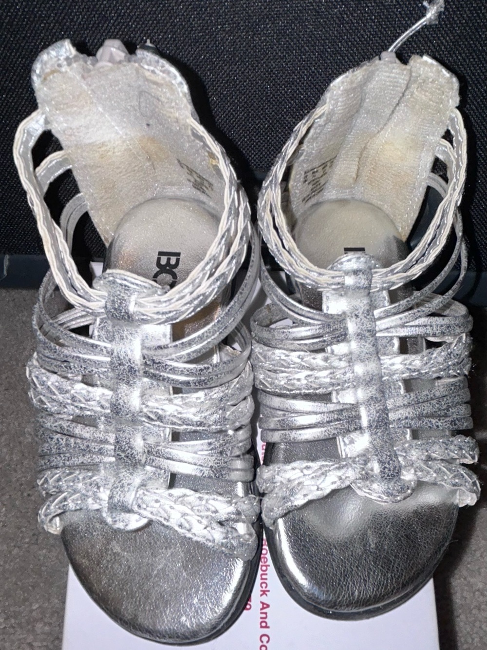 BONGO Silver Braided Strappy Girls Sandals